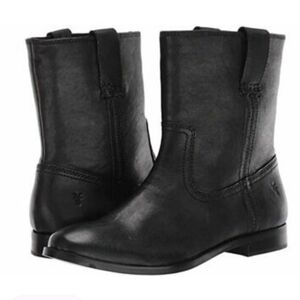 Frye Black Leather Mid-Calf Ankle Boots